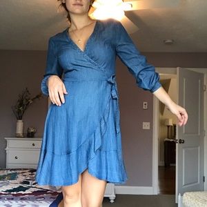 Loft Chambray Wrap Dress